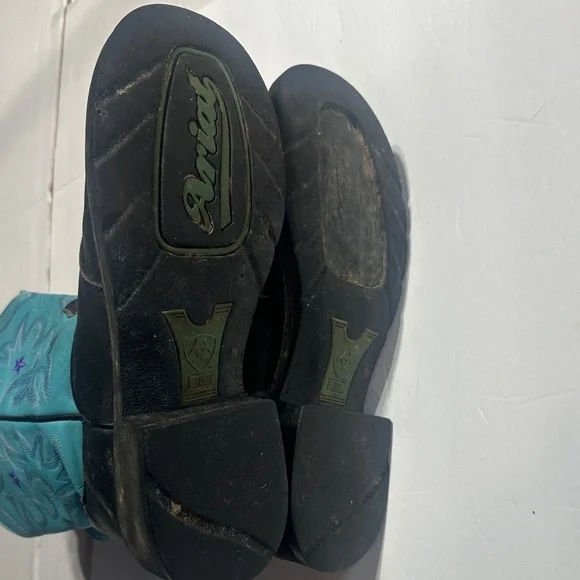 Ariat leather upper Turquoise purple & Black Western Cowboy Boots w pull tabs 9 - Picture 8 of 11
